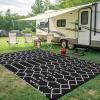 imageSmiry Waterproof Outdoor Rug 5x8 ft Reversible Plastic Straw Patio Camping Rugs Outdoor Indoor RV Mat Carpet for Patio Outside Entry Backyard Deck Bench Picnic Camper Black ampamp WhiteBlack