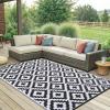 imageSmiry Waterproof Outdoor Rug 5x8 ft Reversible Plastic Straw Patio Camping Rugs Outdoor Indoor RV Mat Carpet for Patio Outside Entry Backyard Deck Bench Picnic Camper Black ampamp WhiteBlack and White