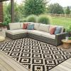 imageSmiry Waterproof Outdoor Rug 5x8 ft Reversible Plastic Straw Patio Camping Rugs Outdoor Indoor RV Mat Carpet for Patio Outside Entry Backyard Deck Bench Picnic Camper Black ampamp WhiteBlack and Beige