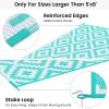 imageSmiry Waterproof Outdoor Rug 5x8 ft Reversible Plastic Straw Patio Camping Rugs Outdoor Indoor RV Mat Carpet for Patio Outside Entry Backyard Deck Bench Picnic Camper Black ampamp WhiteWhite and Teal