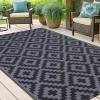 imageSmiry Waterproof Outdoor Rug 5x8 ft Reversible Plastic Straw Patio Camping Rugs Outdoor Indoor RV Mat Carpet for Patio Outside Entry Backyard Deck Bench Picnic Camper Black ampamp WhiteBlack and Grey