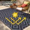 imageSmiry Waterproof Outdoor Rug 5x8 ft Reversible Plastic Straw Patio Camping Rugs Outdoor Indoor RV Mat Carpet for Patio Outside Entry Backyard Deck Bench Picnic Camper Black ampamp WhiteBlack and Grey