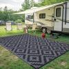 imageSmiry Waterproof Outdoor Rug 5x8 ft Reversible Plastic Straw Patio Camping Rugs Outdoor Indoor RV Mat Carpet for Patio Outside Entry Backyard Deck Bench Picnic Camper Black ampamp WhiteBlack and Grey
