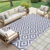 imageSmiry Waterproof Outdoor Rug 5x8 ft Reversible Plastic Straw Patio Camping Rugs Outdoor Indoor RV Mat Carpet for Patio Outside Entry Backyard Deck Bench Picnic Camper Black ampamp WhiteWhite and Grey