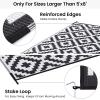 imageSmiry Waterproof Outdoor Rug 5x8 ft Reversible Plastic Straw Patio Camping Rugs Outdoor Indoor RV Mat Carpet for Patio Outside Entry Backyard Deck Bench Picnic Camper Black ampamp WhiteBlack and White