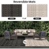 imageSmiry Waterproof Outdoor Rug 5x8 ft Reversible Plastic Straw Patio Camping Rugs Outdoor Indoor RV Mat Carpet for Patio Outside Entry Backyard Deck Bench Picnic Camper Black ampamp WhiteChampagne