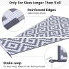 imageSmiry Waterproof Outdoor Rug 5x8 ft Reversible Plastic Straw Patio Camping Rugs Outdoor Indoor RV Mat Carpet for Patio Outside Entry Backyard Deck Bench Picnic Camper Black ampamp WhiteWhite and Grey
