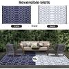 imageSmiry Waterproof Outdoor Rug 5x8 ft Reversible Plastic Straw Patio Camping Rugs Outdoor Indoor RV Mat Carpet for Patio Outside Entry Backyard Deck Bench Picnic Camper Black ampamp WhiteNavy