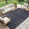 imageSmiry Waterproof Outdoor Rug 5x8 ft Reversible Plastic Straw Patio Camping Rugs Outdoor Indoor RV Mat Carpet for Patio Outside Entry Backyard Deck Bench Picnic Camper Black ampamp WhiteDark Grey