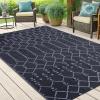 imageSmiry Waterproof Outdoor Rug 5x8 ft Reversible Plastic Straw Patio Camping Rugs Outdoor Indoor RV Mat Carpet for Patio Outside Entry Backyard Deck Bench Picnic Camper Black ampamp WhiteDark Grey