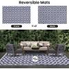 imageSmiry Waterproof Outdoor Rug 5x8 ft Reversible Plastic Straw Patio Camping Rugs Outdoor Indoor RV Mat Carpet for Patio Outside Entry Backyard Deck Bench Picnic Camper Black ampamp WhiteWhite and Navy