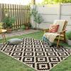 imageSmiry Waterproof Outdoor Rug 5x8 ft Reversible Plastic Straw Patio Camping Rugs Outdoor Indoor RV Mat Carpet for Patio Outside Entry Backyard Deck Bench Picnic Camper Black ampamp WhiteBlack and Beige