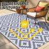 imageSmiry Waterproof Outdoor Rug 5x8 ft Reversible Plastic Straw Patio Camping Rugs Outdoor Indoor RV Mat Carpet for Patio Outside Entry Backyard Deck Bench Picnic Camper Black ampamp WhiteWhite and Grey