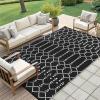 imageSmiry Waterproof Outdoor Rug 5x8 ft Reversible Plastic Straw Patio Camping Rugs Outdoor Indoor RV Mat Carpet for Patio Outside Entry Backyard Deck Bench Picnic Camper Black ampamp WhiteBlack
