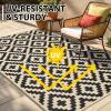 imageSmiry Waterproof Outdoor Rug 5x8 ft Reversible Plastic Straw Patio Camping Rugs Outdoor Indoor RV Mat Carpet for Patio Outside Entry Backyard Deck Bench Picnic Camper Black ampamp WhiteBlack and Beige