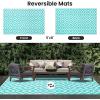 imageSmiry Waterproof Outdoor Rug 5x8 ft Reversible Plastic Straw Patio Camping Rugs Outdoor Indoor RV Mat Carpet for Patio Outside Entry Backyard Deck Bench Picnic Camper Black ampamp WhiteWhite and Teal