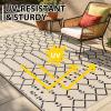 imageSmiry Waterproof Outdoor Rug 5x8 ft Reversible Plastic Straw Patio Camping Rugs Outdoor Indoor RV Mat Carpet for Patio Outside Entry Backyard Deck Bench Picnic Camper Black ampamp WhiteBeige
