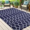 imageSmiry Waterproof Outdoor Rug 5x8 ft Reversible Plastic Straw Patio Camping Rugs Outdoor Indoor RV Mat Carpet for Patio Outside Entry Backyard Deck Bench Picnic Camper Black ampamp WhiteNavy