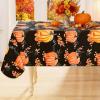 imageSmiry Fall Rectangle Table Cloth Waterproof Vinyl Tablecloth with Flannel Backing Wipeable Autumn Pumpkin Plastic Tablecloths for Harvest and Thanksgiving Parties 60quotx84quot Black ampamp OrangeBlack  Orange