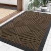 imageSmiry Front Door Mat Outside Entrance Heavy Duty Outdoor Indoor Natural Rubber Doormat Non Slip Trap Dirt and Moisture Easy Clean Low Profile Patio Porch Entryway Mat 295x17 GreyMix Brown