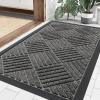 imageSmiry Front Door Mat Outside Entrance Heavy Duty Outdoor Indoor Natural Rubber Doormat Non Slip Trap Dirt and Moisture Easy Clean Low Profile Patio Porch Entryway Mat 295x17 GreyMix Black