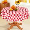 imageSmiry Round Plastic Table Cloth Waterproof Vinyl Tablecloth with Flannel Backing Wipeable Buffalo Plaid Table Cover for Dining Indoor and Outdoor Khaki ampamp White 60quot RoundRed  White