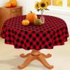 imageSmiry Round Plastic Table Cloth Waterproof Vinyl Tablecloth with Flannel Backing Wipeable Buffalo Plaid Table Cover for Dining Indoor and Outdoor Khaki ampamp White 60quot RoundRed  Black