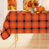 imageSmiry Round Plastic Table Cloth Waterproof Vinyl Tablecloth with Flannel Backing Wipeable Buffalo Plaid Table Cover for Dining Indoor and Outdoor Khaki ampamp White 60quot RoundBlack  Yellow