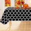 imageSmiry Square Table Cloth Waterproof Vinyl Tablecloths with Flannel Backing for Square Tables Wipeable Spillproof Plastic Tablecloth for Dining Camping Indoor and Outdoor 54quot x 54quot BlackBlack