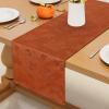 imageSmiry Thanksgiving Table Runner 13x72 Inch Waterproof Fabric Damask Table Runner for Harvest Parties and Holidays TerracottaMaple Leaves