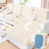 imageSmiry Waterproof Couch Cushion Covers Stretch Sofa Covers for 2 Cushion Couch Washable Sofa Slipcover Elastic Furniture Protector for Pets Kids 2 Pack Beige