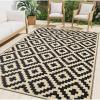 imageSmiry Waterproof Outdoor Rug 5x8 ft Reversible Plastic Straw Patio Camping Rugs Outdoor Indoor RV Mat Carpet for Patio Outside Entry Backyard Deck Bench Picnic Camper Black ampamp WhiteBlack and Beige