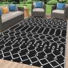 imageSmiry Waterproof Outdoor Rug 5x8 ft Reversible Plastic Straw Patio Camping Rugs Outdoor Indoor RV Mat Carpet for Patio Outside Entry Backyard Deck Bench Picnic Camper Black ampamp WhiteBlack