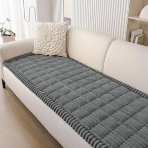 imageSmiry Couch Cover for Dogs Washable Non Slip Fuzzy Pet Couch Covers for 3 Cushion Sofa Pet Friendly Thick Soft Sofa Slipcovers Cushion Protector Green 276quot x 59quotDark Grey