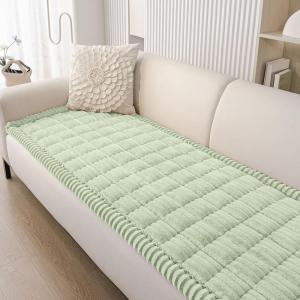 imageSmiry Couch Cover for Dogs Washable Non Slip Fuzzy Pet Couch Covers for 3 Cushion Sofa Pet Friendly Thick Soft Sofa Slipcovers Cushion Protector Green 276quot x 59quotGreen