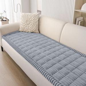 imageSmiry Couch Cover for Dogs Washable Non Slip Fuzzy Pet Couch Covers for 3 Cushion Sofa Pet Friendly Thick Soft Sofa Slipcovers Cushion Protector Green 276quot x 59quotGrey