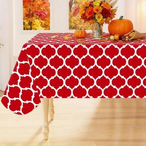 imageSmiry Fall Rectangle Table Cloth Waterproof Vinyl Tablecloth with Flannel Backing Wipeable Autumn Pumpkin Plastic Tablecloths for Harvest and Thanksgiving Parties 60quotx84quot Black ampamp OrangeRed