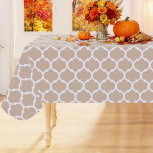 imageSmiry Fall Rectangle Table Cloth Waterproof Vinyl Tablecloth with Flannel Backing Wipeable Autumn Pumpkin Plastic Tablecloths for Harvest and Thanksgiving Parties 60quotx84quot Black ampamp OrangeKhaki