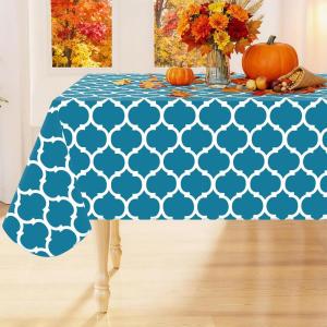 imageSmiry Fall Rectangle Table Cloth Waterproof Vinyl Tablecloth with Flannel Backing Wipeable Autumn Pumpkin Plastic Tablecloths for Harvest and Thanksgiving Parties 60quotx84quot Black ampamp OrangeTeal