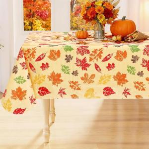 imageSmiry Fall Rectangle Table Cloth Waterproof Vinyl Tablecloth with Flannel Backing Wipeable Autumn Pumpkin Plastic Tablecloths for Harvest and Thanksgiving Parties 60quotx84quot Black ampamp OrangeRust  Yellow