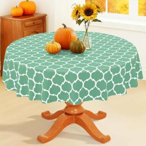 imageSmiry Fall Rectangle Table Cloth Waterproof Vinyl Tablecloth with Flannel Backing Wipeable Autumn Pumpkin Plastic Tablecloths for Harvest and Thanksgiving Parties 60quotx84quot Black ampamp OrangeSage Green