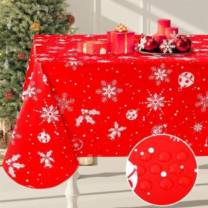 imageSmiry Fall Rectangle Table Cloth Waterproof Vinyl Tablecloth with Flannel Backing Wipeable Autumn Pumpkin Plastic Tablecloths for Harvest and Thanksgiving Parties 60quotx84quot Black ampamp OrangeWhite  Red