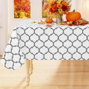 imageSmiry Fall Rectangle Table Cloth Waterproof Vinyl Tablecloth with Flannel Backing Wipeable Autumn Pumpkin Plastic Tablecloths for Harvest and Thanksgiving Parties 60quotx84quot Black ampamp OrangeWhite