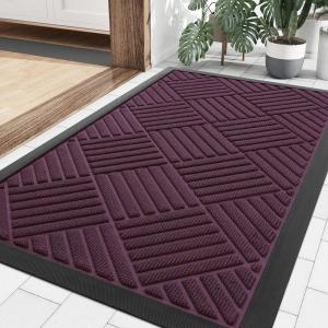 imageSmiry Front Door Mat Outside Entrance Heavy Duty Outdoor Indoor Natural Rubber Doormat Non Slip Trap Dirt and Moisture Easy Clean Low Profile Patio Porch Entryway Mat 295x17 GreyViolet