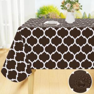 imageSmiry Rectangle Table Cloth Cover Waterproof Vinyl Tablecloth with Flannel Backing for Rectangle Tables Wipeable Spillproof Plastic Tablecloths for Dining Camping Indoor Outdoor 60quotx84quot Coffee