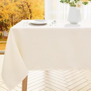 imageSmiry Rectangle Table Cloth Waterproof AntiScratch Polyester Tablecloth Decorative Washable Fabric Table Cover for Dining Buffet Parties and Outdoor 60x84 BlackBeige