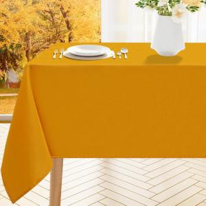 imageSmiry Rectangle Table Cloth Waterproof AntiScratch Polyester Tablecloth Decorative Washable Fabric Table Cover for Dining Buffet Parties and Outdoor 60x84 BlackMustard Yellow