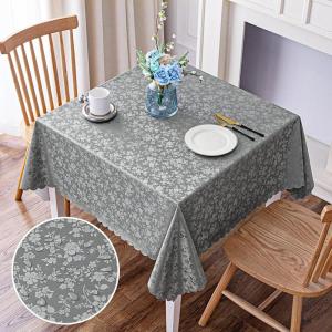 imageSmiry Rectangle Table Cloth Waterproof Heavy Duty Vinyl Tablecloths Wipeable Washable Table Cover for Kitchen and Dining Room Brown 60quot X 84quotGrey