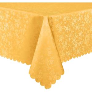 imageSmiry Rectangle Table Cloth Waterproof Heavy Duty Vinyl Tablecloths Wipeable Washable Table Cover for Kitchen and Dining Room Brown 60quot X 84quotMustard Yellow