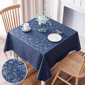 imageSmiry Rectangle Table Cloth Waterproof Heavy Duty Vinyl Tablecloths Wipeable Washable Table Cover for Kitchen and Dining Room Brown 60quot X 84quotNavy Blue